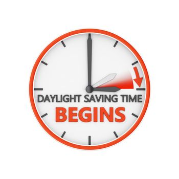 time change to daylight saving time on white background