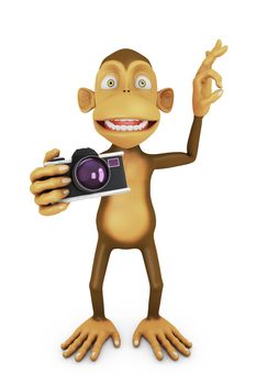 funny cartoon monkey with a camera in hand