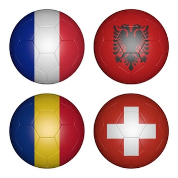 balls with flags of the  Championship, group a