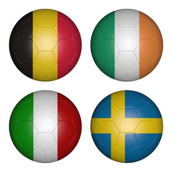 balls with flags of the  Championship, group e