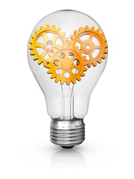 incandescent lamp which is located inside the golden gears