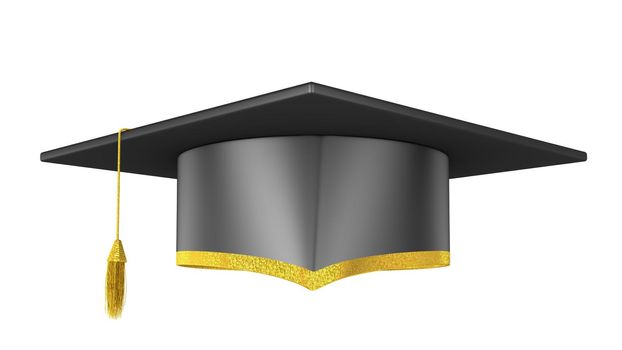 Master black cap with gold trim on a white background