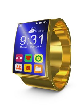 smart watches in gold design on white background