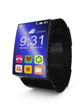 smart watches in carbon design on a white background