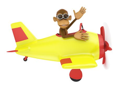 monkey with glasses on a yellow airplane