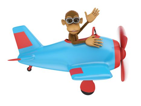 monkey with glasses on a blue airplane