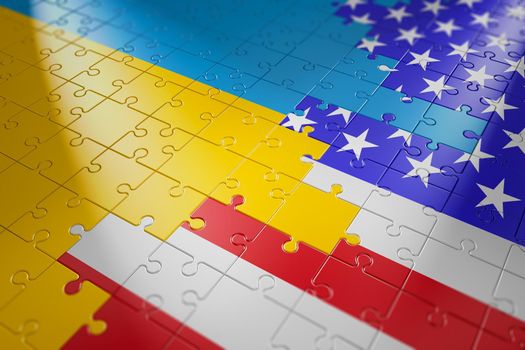 puzzles in the form of flags of Ukraine and the USA