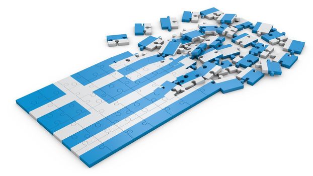 Puzzle in the form of the flag of Greece