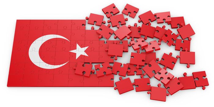 puzzles with the image of the flags of Turkey