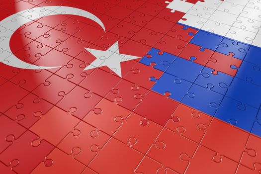 puzzles with a picture of the flags of Turkey and Russia