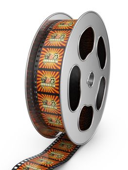 reel of film with color pictures on a white background