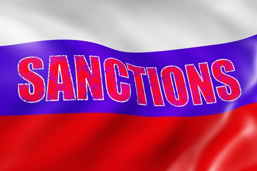 Russian flag with a red inscription - sanctions