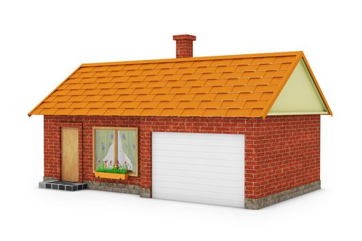 Small house on white background, 3d render.