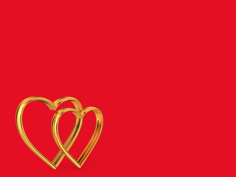 a hearts of gold on a red background