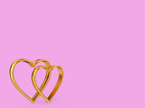 a hearts of gold on a pink background