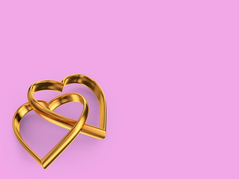 a hearts of gold on a pink background
