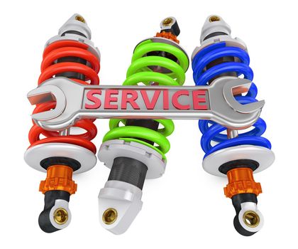 three shock absorber and a wrench with an inscription service