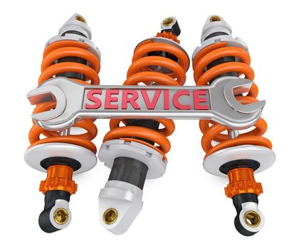 three shock absorber and a wrench with an inscription service