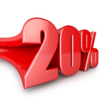 volumetric shapes twenty percent on white background
