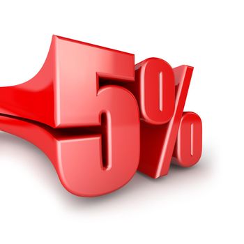 volumetric figure of five percent on white background
