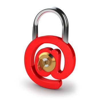 Email protection-lock and key on white background