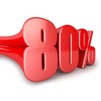 volumetric figure and eighty percent on white background