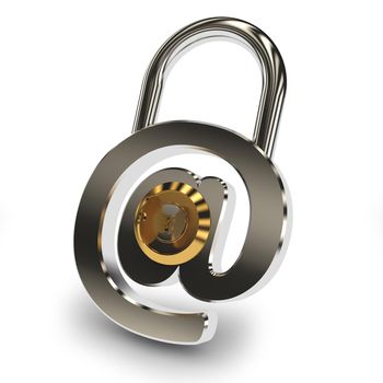 Email protection-lock and key on white background