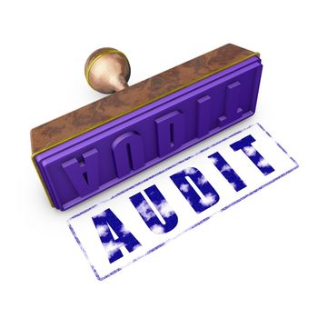 wooden seal with gold trim and imprint- audit