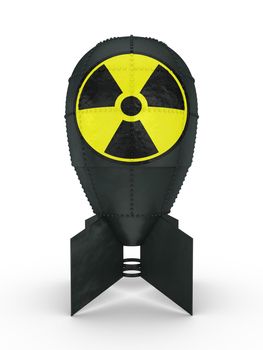 black bomb with radiation sign on a white background