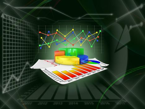 different business infographic on a green background