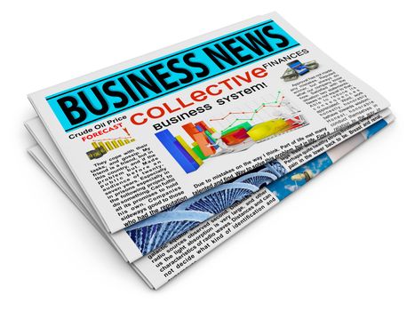 Newspaper with business news on a white background
