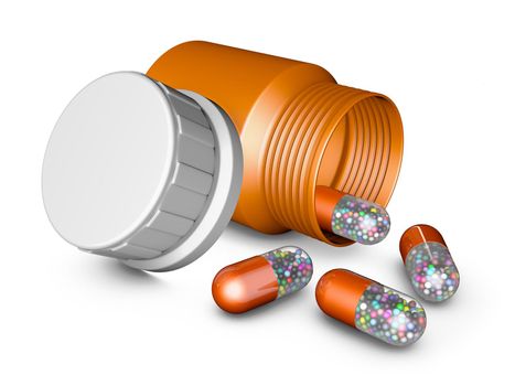 bottle cap and capsules with balls inside