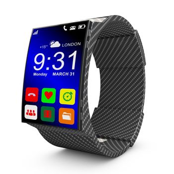 smart watches in carbon design on a white background