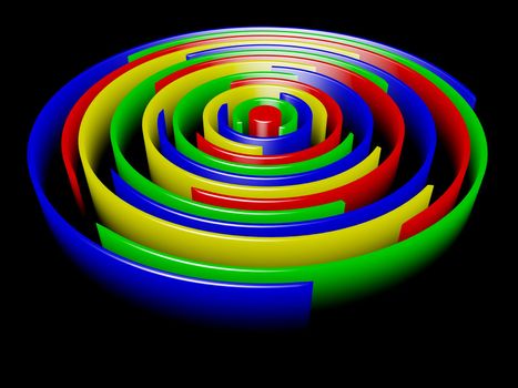 abstraction-colored rings on a black background