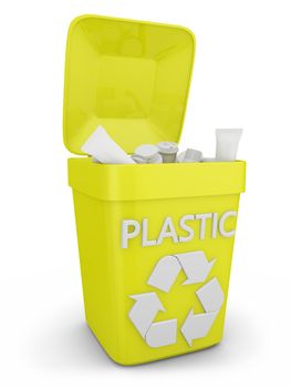 container for plastic waste on a white background