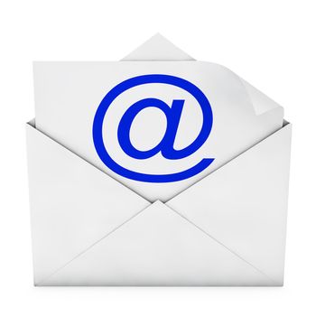 envelope with a sheet of paper which depicts email sign