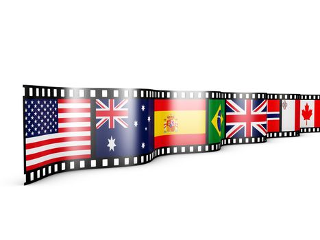 Film with country flags on white background