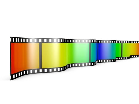 film with a color gradient on a white background
