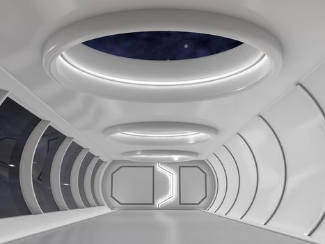 futuristic background corridor science fiction 3d render