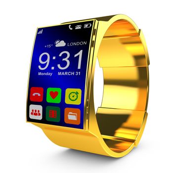 smart watches in gold design on white background