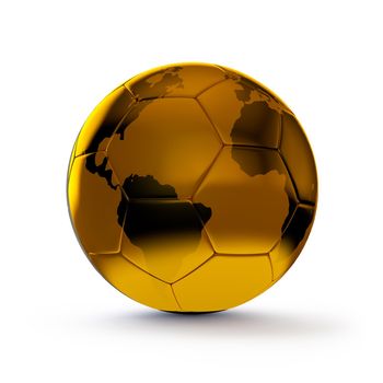 golden ball with earth map for soccer