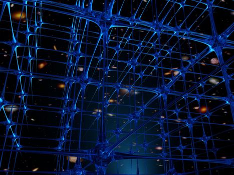 lattice of blue glass in deep space