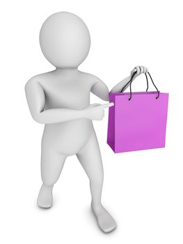 man holding a shopping bag on a white background