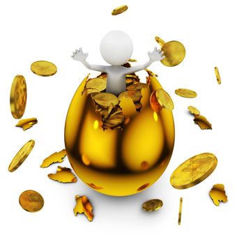 man in a golden egg with gold coins