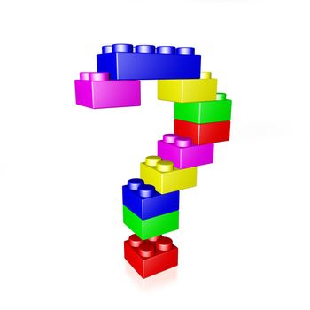 question mark of colorful blocks on white background