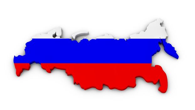 Russia outline in the colors of the national flag