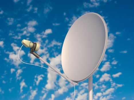 satellite dish on the sky background 3d render