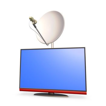 modern 4k HD TV panel and satellite dish