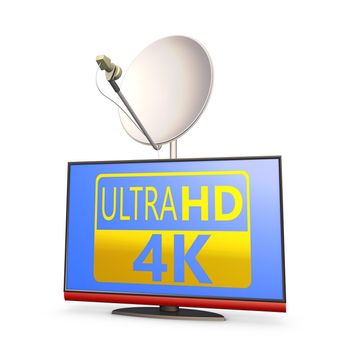 modern 4k HD TV panel and satellite dish