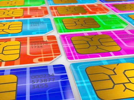 sim cards for mobile phone on white background